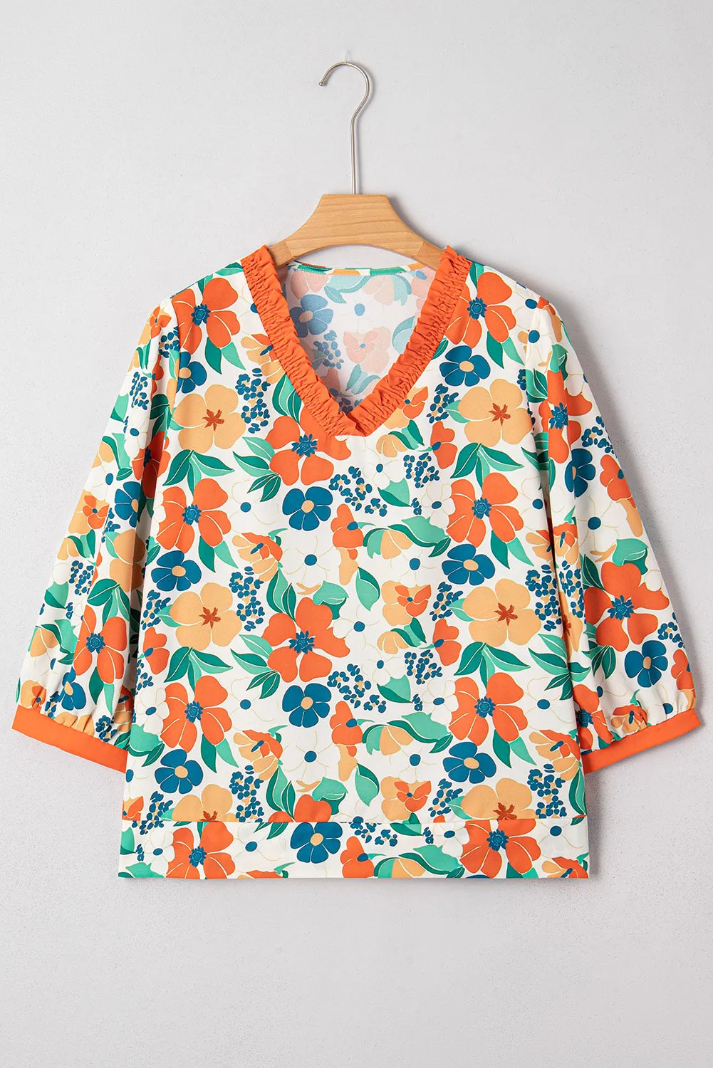V-Neck Floral Print Sleeve Blouse sold by eAura product image thumbnail 4