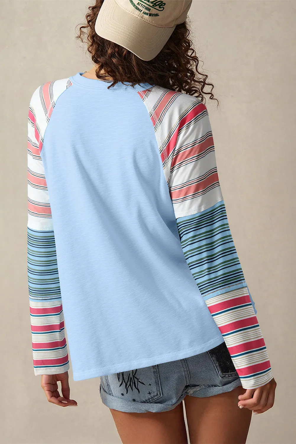Exposed Seam Striped Long Sleeve Top sold by eAura product image thumbnail 2