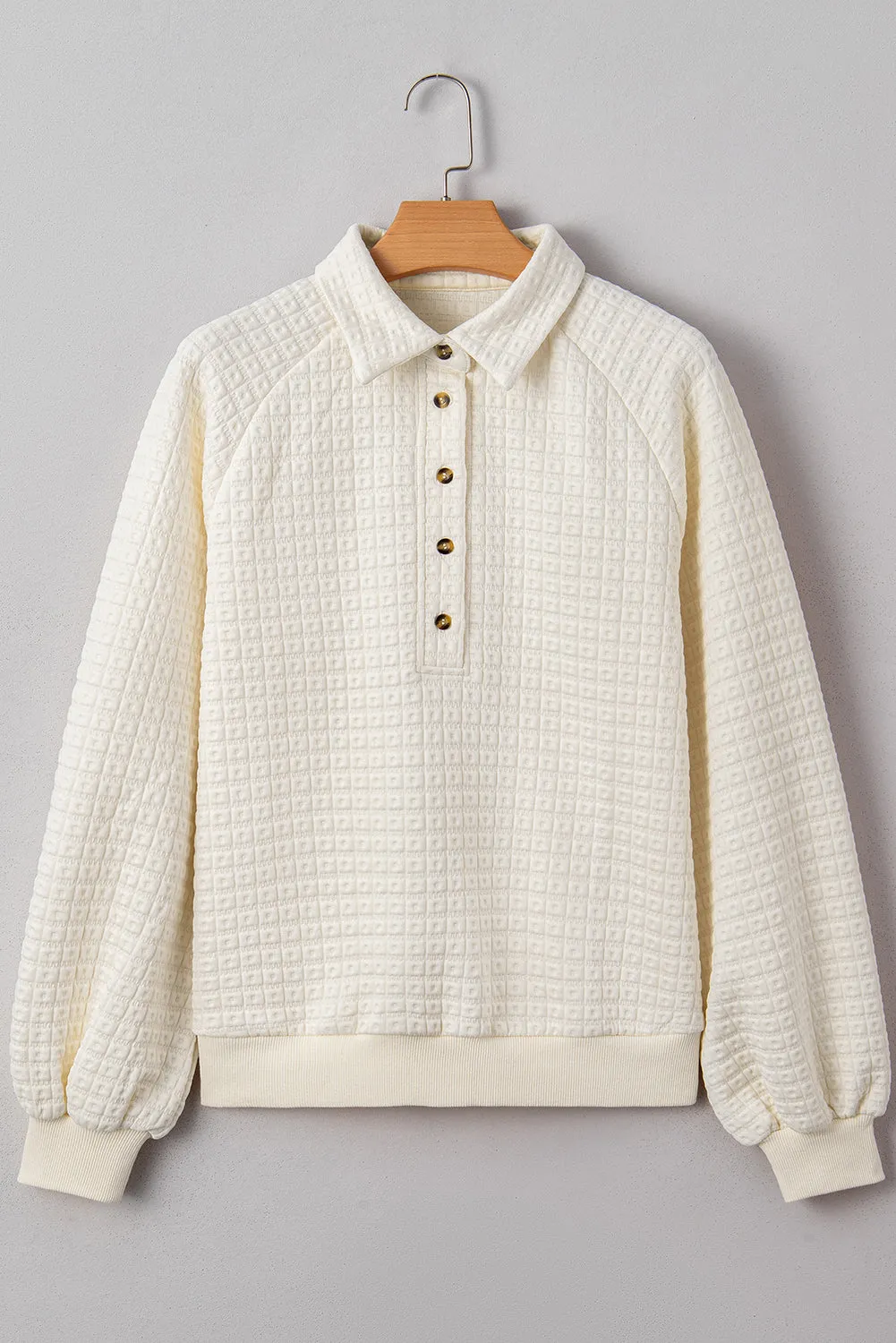 Textured Half Button Collared Sweatshirt sold by eAura product image thumbnail 3