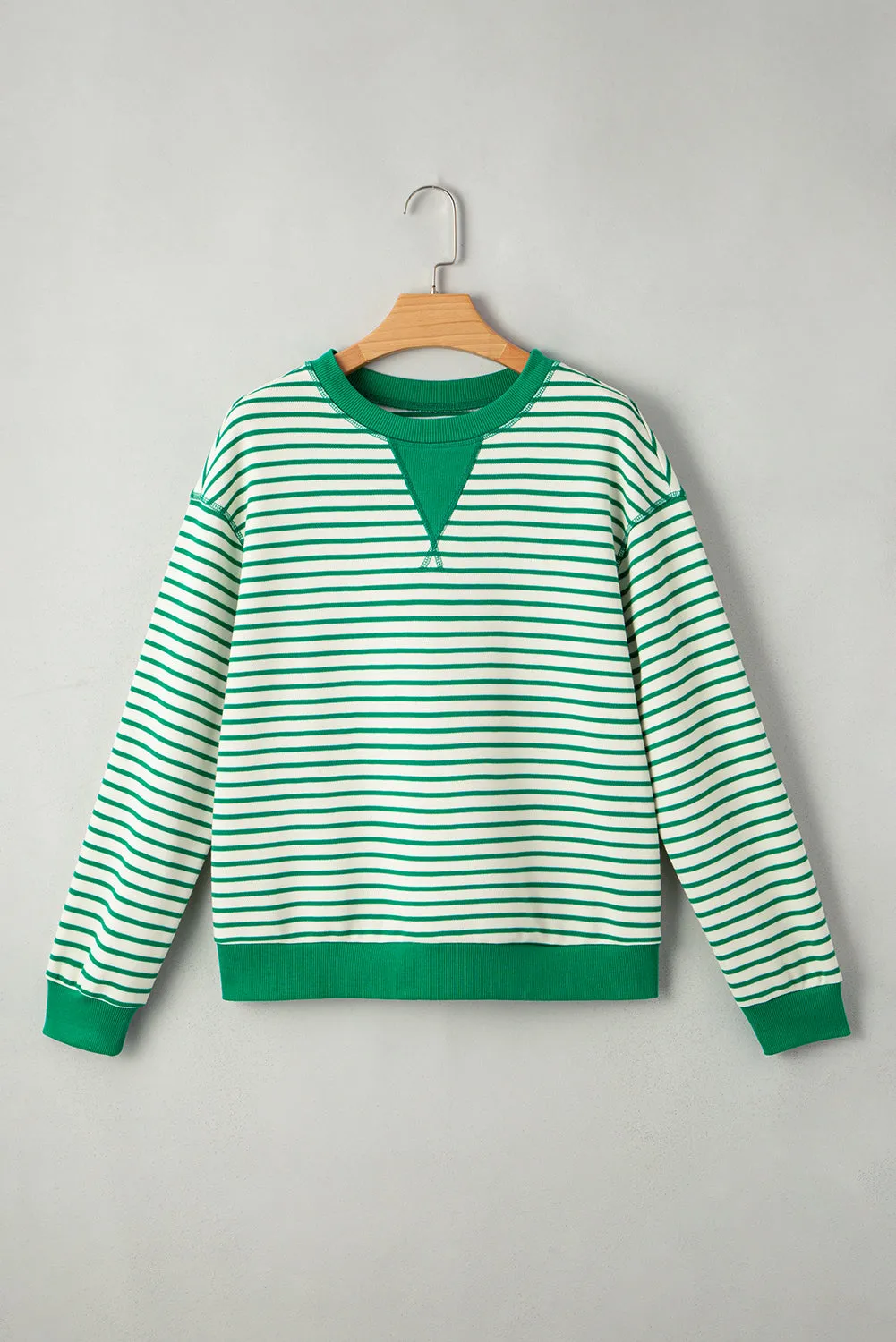 Green Striped Exposed Seam Oversized Pullover Top sold by eAura product image thumbnail 3