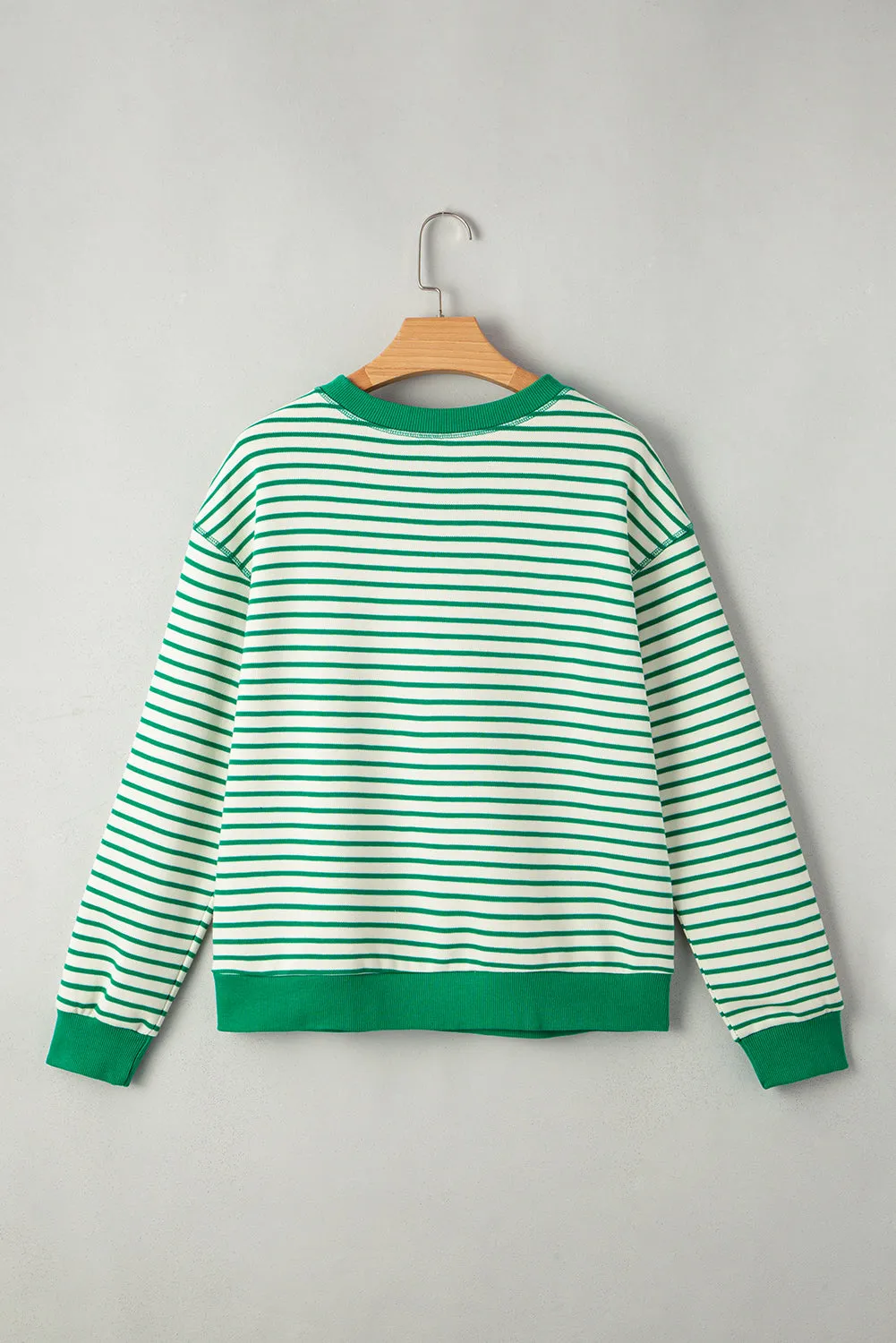 Green Striped Exposed Seam Oversized Pullover Top sold by eAura product image thumbnail 4