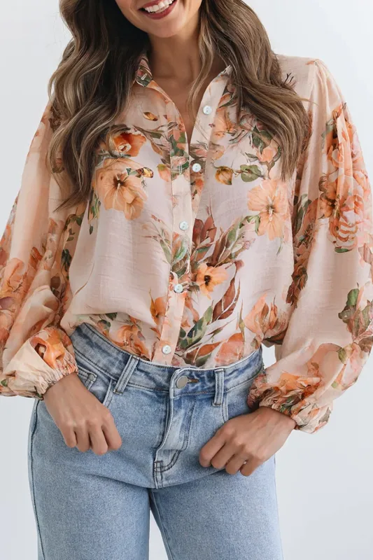 Floral Puff Sleeve Lightweight Shirt sold by eAura