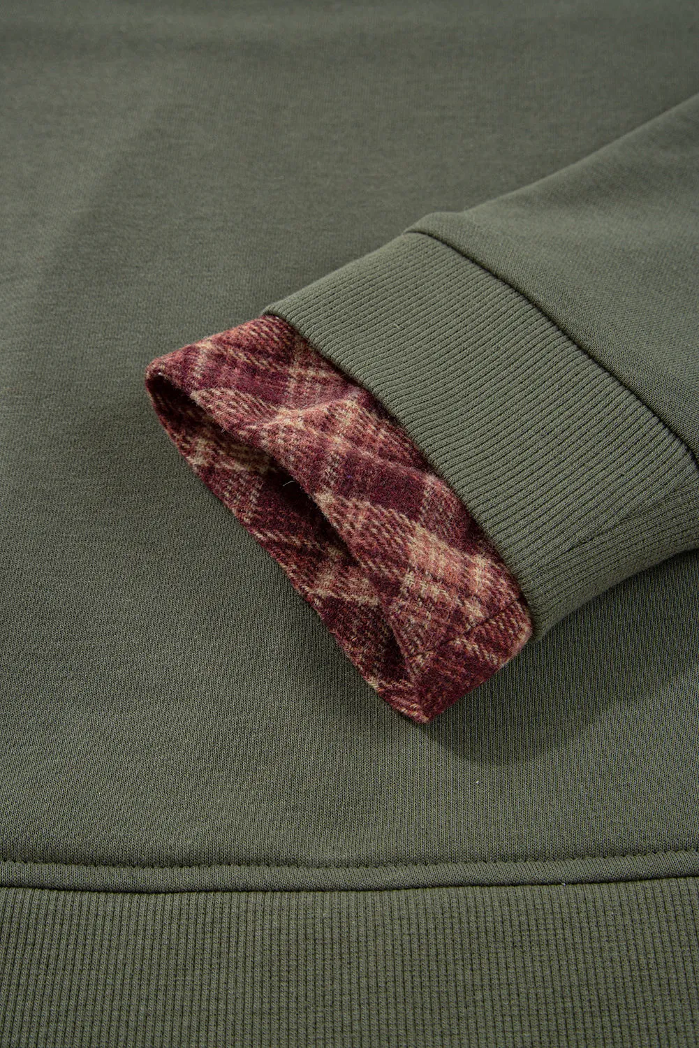 Green Plaid Patchwork Drop Shoulder Sweatshirt sold by eAura product image thumbnail 5