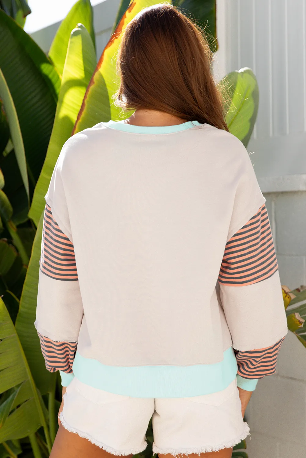 Striped Patchwork Drop Shoulder Sweatshirt sold by eAura product image thumbnail 2