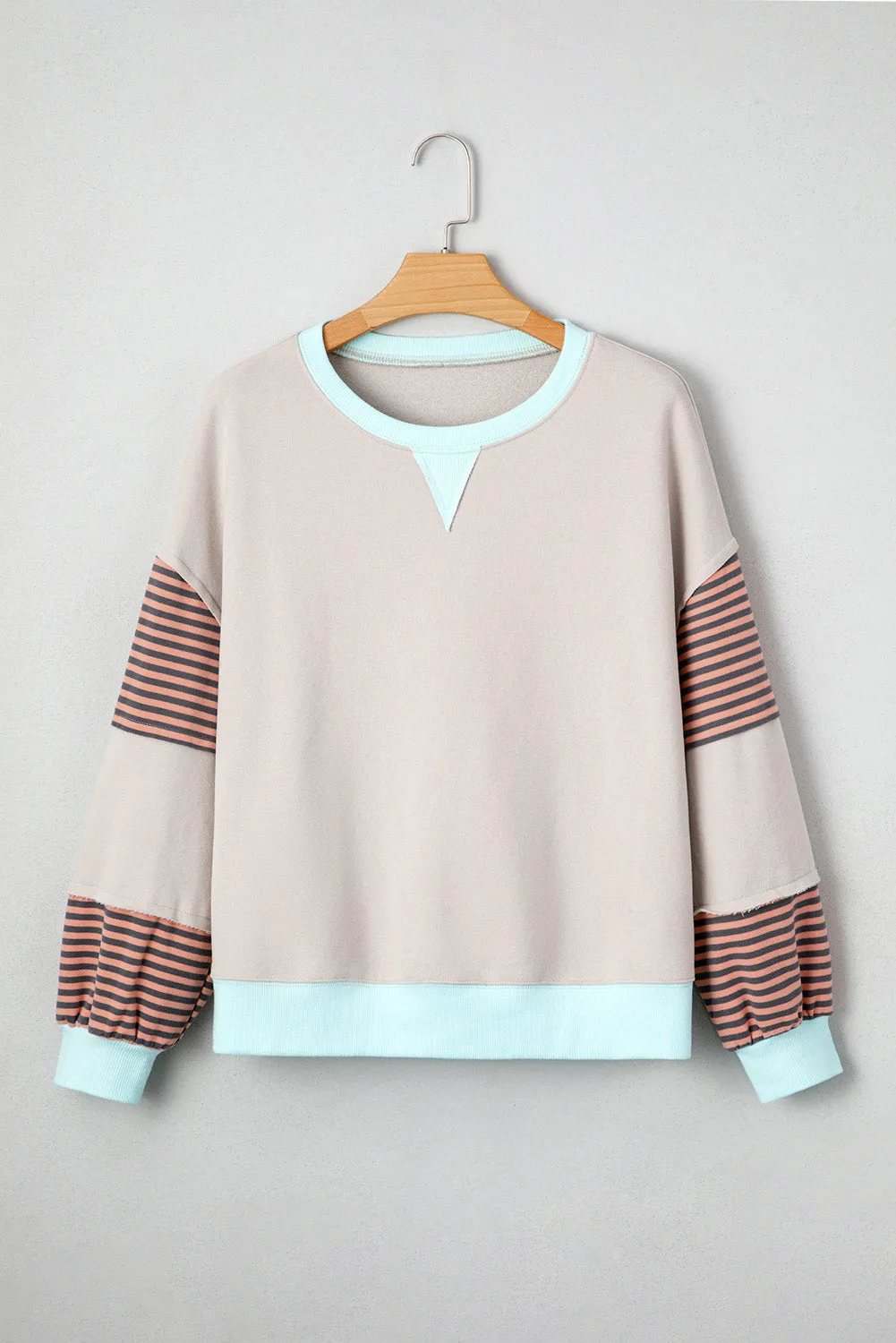 Striped Patchwork Drop Shoulder Sweatshirt sold by eAura product image thumbnail 5