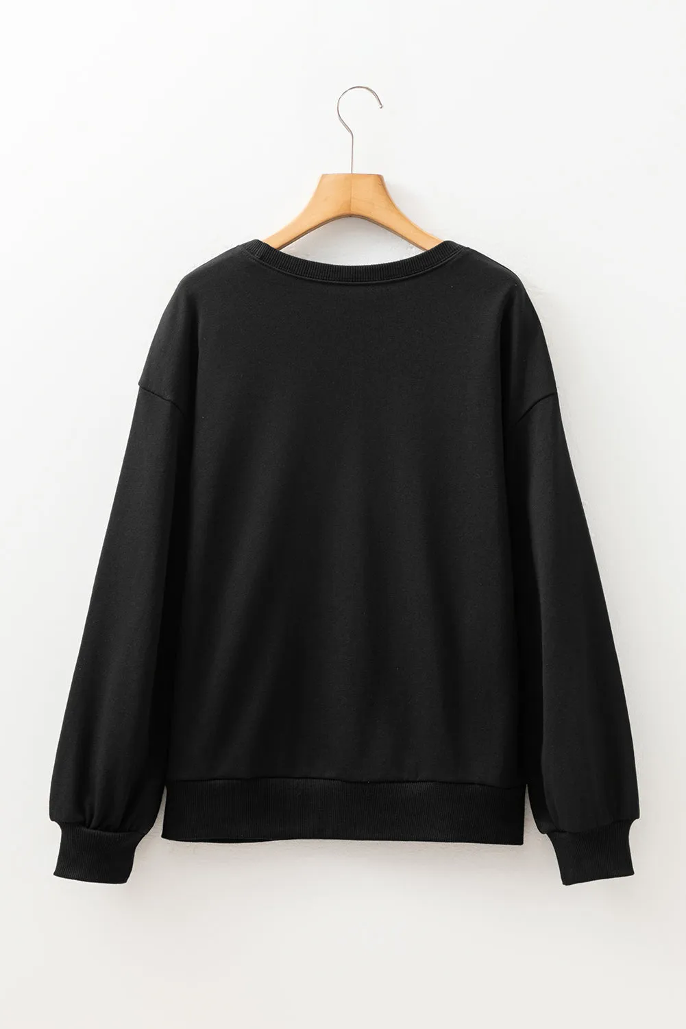 Black Rhinestone Embellished Drop Shoulder Sweatshirt sold by eAura product image thumbnail 5