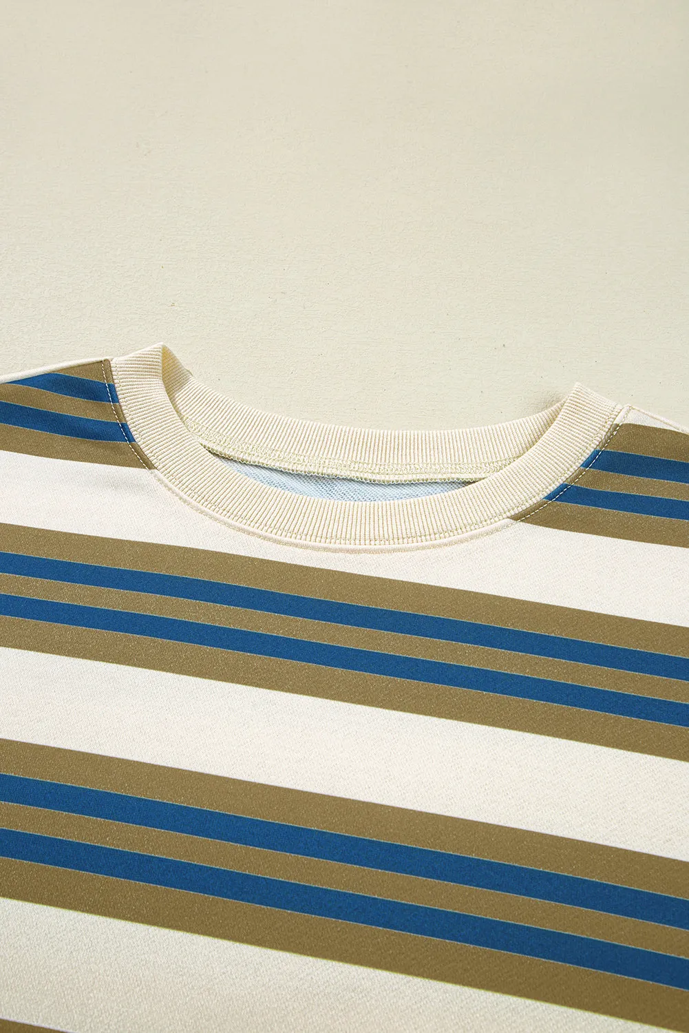 Stripe Crew Neck Drop Shoulder Pullover Sweatshirt sold by eAura product image thumbnail 5