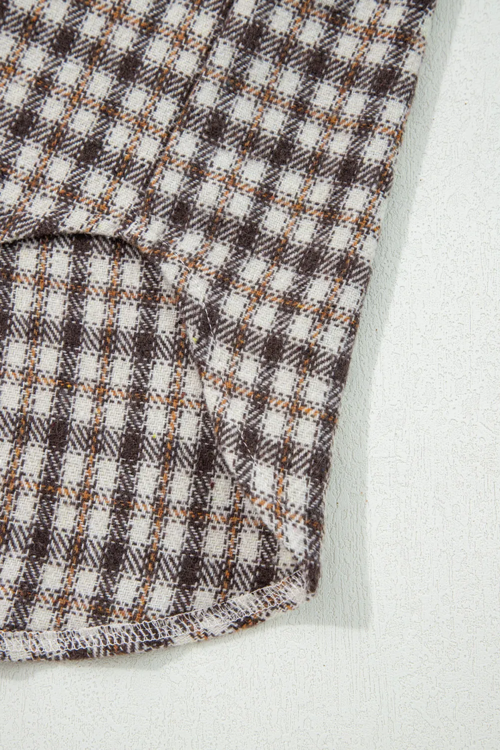 Casual Contrast Soft Corduroy Patchwork Plaid Shacket sold by eAura product image thumbnail 5