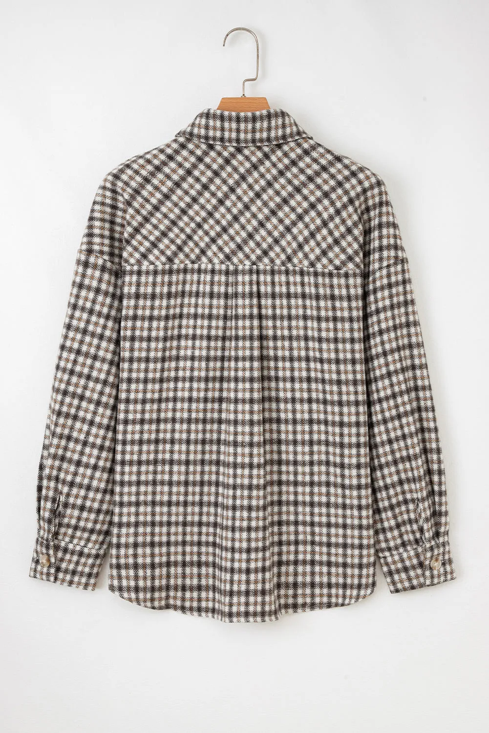 Casual Contrast Soft Corduroy Patchwork Plaid Shacket sold by eAura product image thumbnail 2