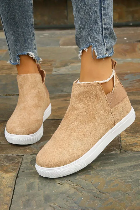 Beige High Top Slip-on Casual Boots sold by eAura