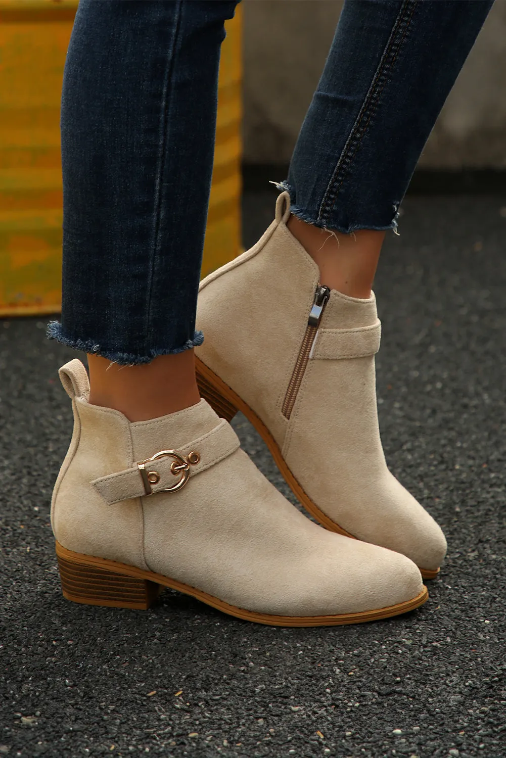 Beige Retro Pointed Toe Ankle Boots sold by eAura product image thumbnail 2