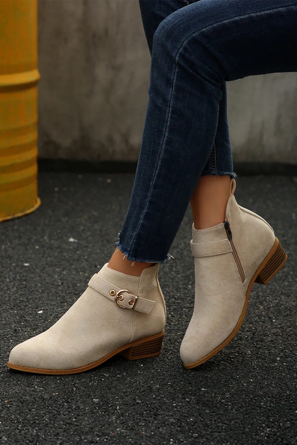 Beige Retro Pointed Toe Ankle Boots sold by eAura product image thumbnail 5
