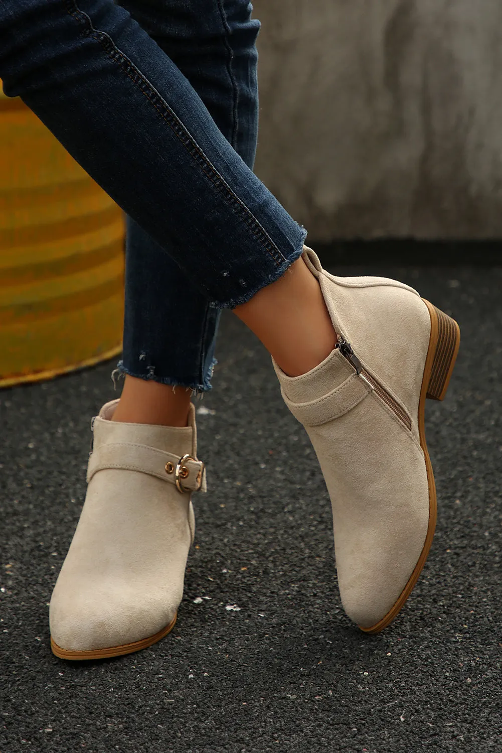 Beige Retro Pointed Toe Ankle Boots sold by eAura product image thumbnail 3