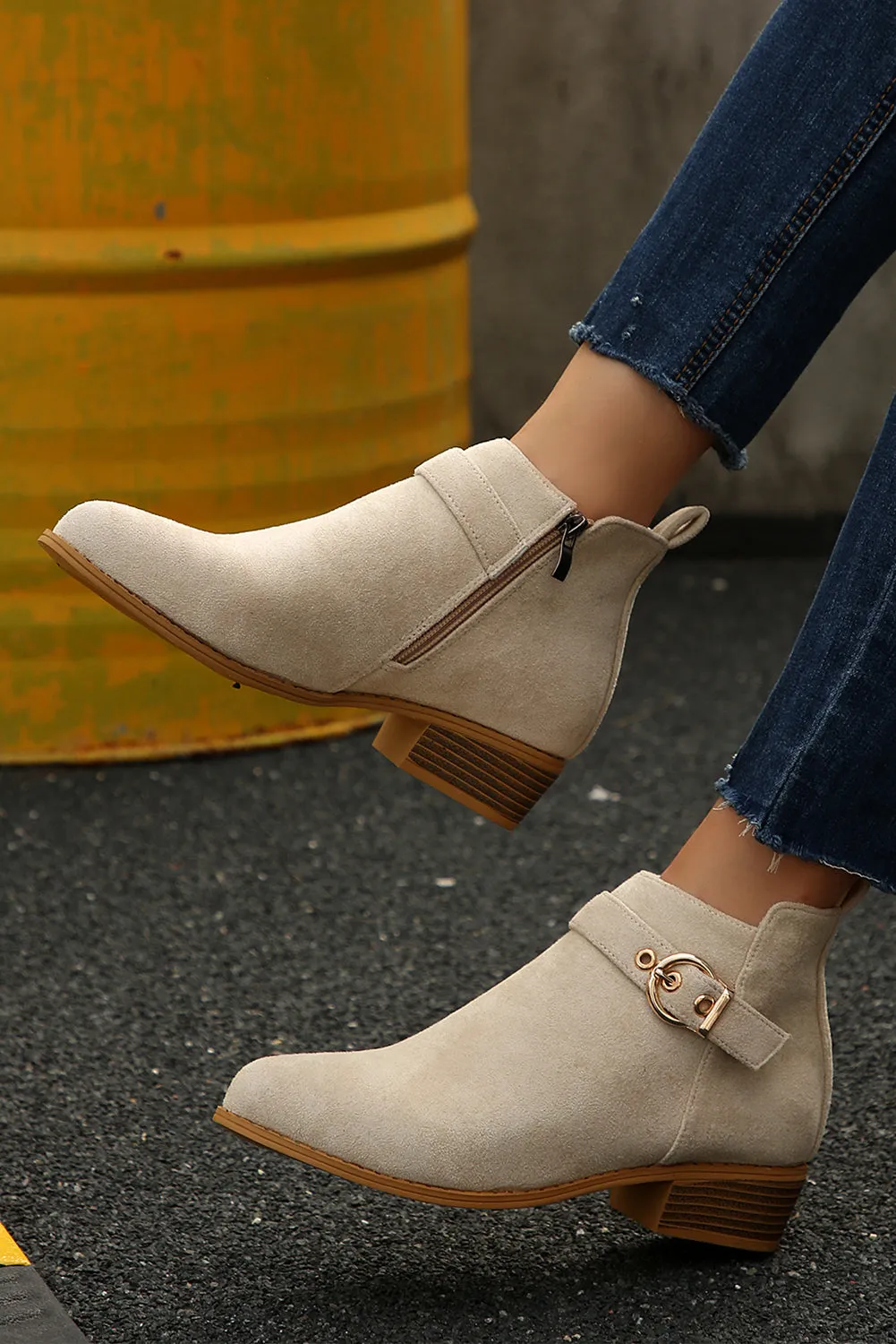 Beige Retro Pointed Toe Ankle Boots sold by eAura product image thumbnail 4