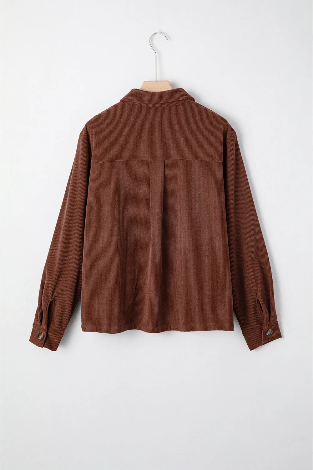 Floral Embroidered Collar Button Front Soft Corduroy Jacket sold by eAura product image thumbnail 2