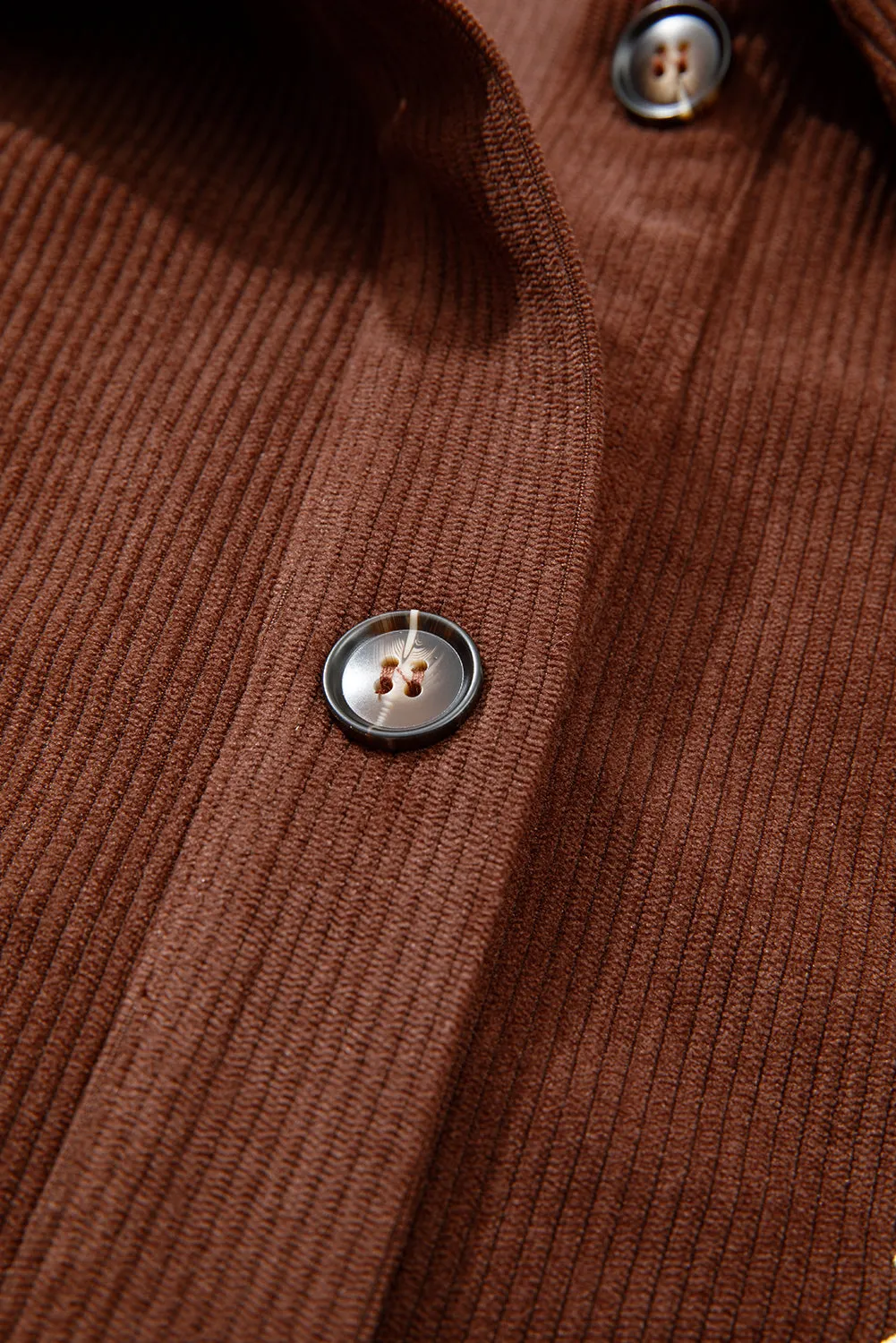 Floral Embroidered Collar Button Front Soft Corduroy Jacket sold by eAura product image thumbnail 5