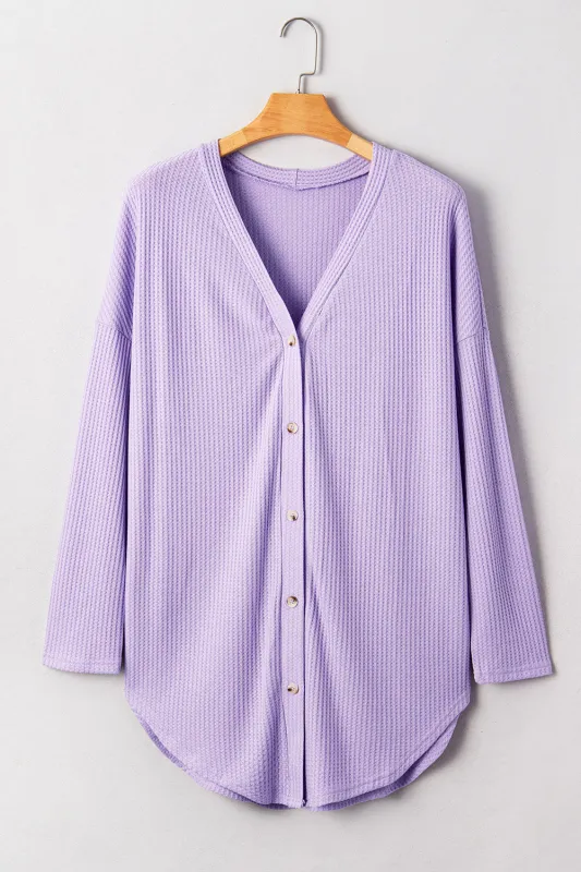Plus Size Waffle Knit Button Front Cardigan sold by eAura