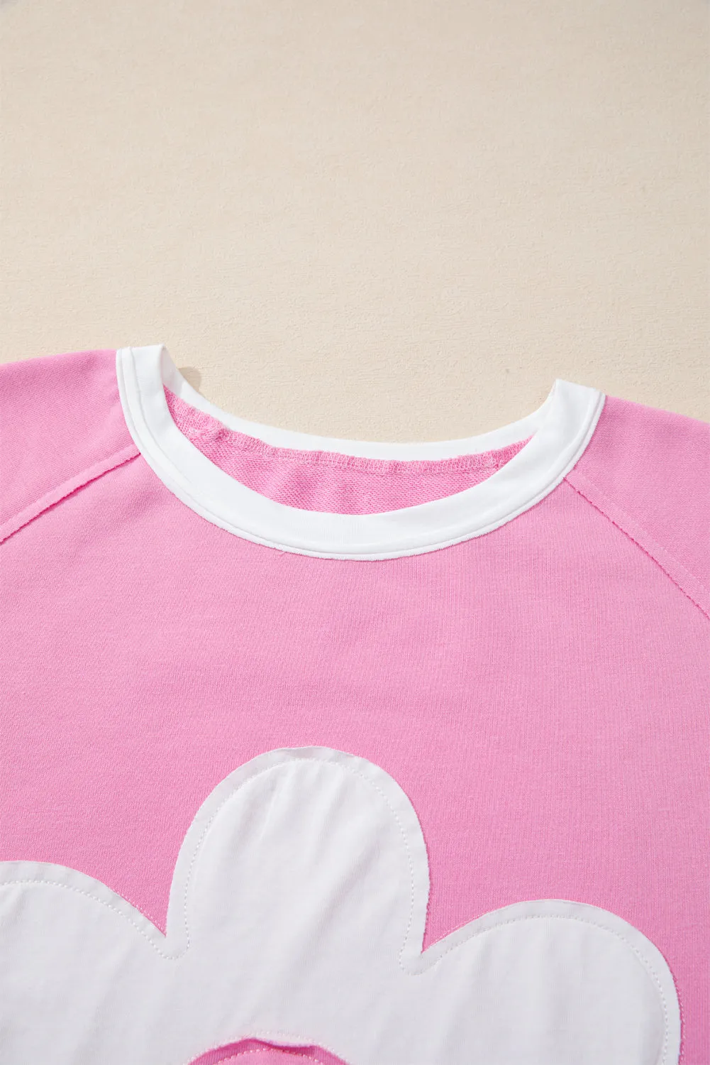 Big Flower Patched Raw Seam 2 Piece Relaxed Trousers Co-ord Set sold by eAura product image thumbnail 4