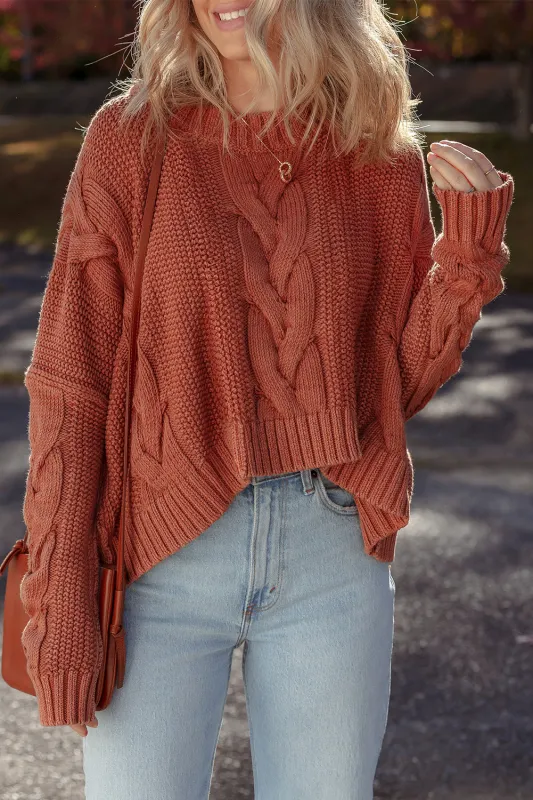 Chunky Fit Slouchy Textured Knit Sweater sold by eAura