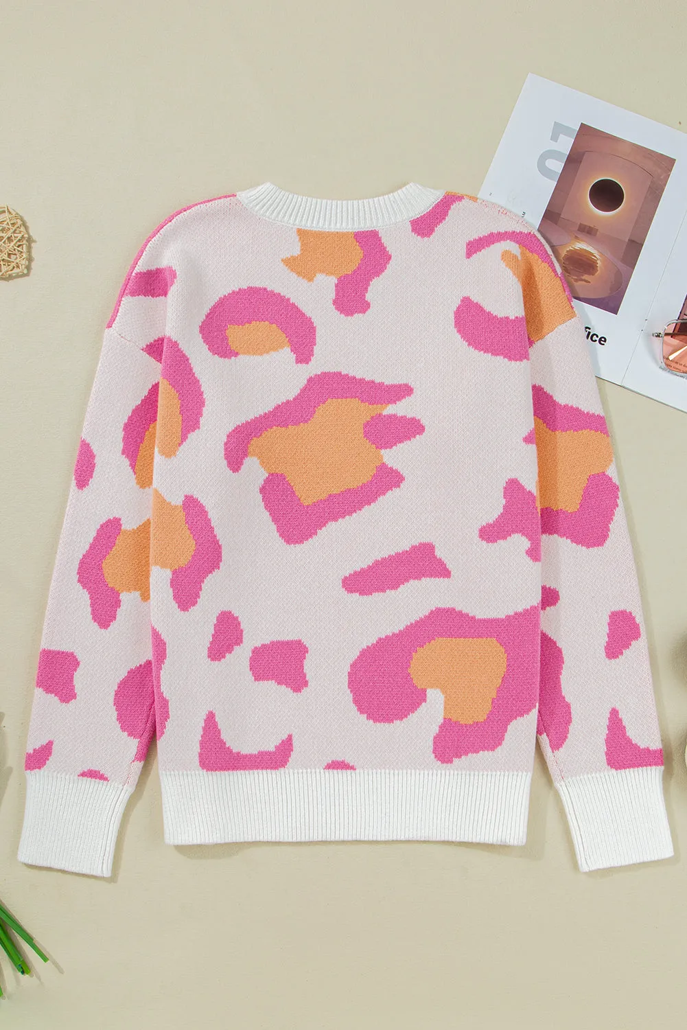 Pink Leopard Print Drop Shoulder Baggy Sweater sold by eAura product image thumbnail 2