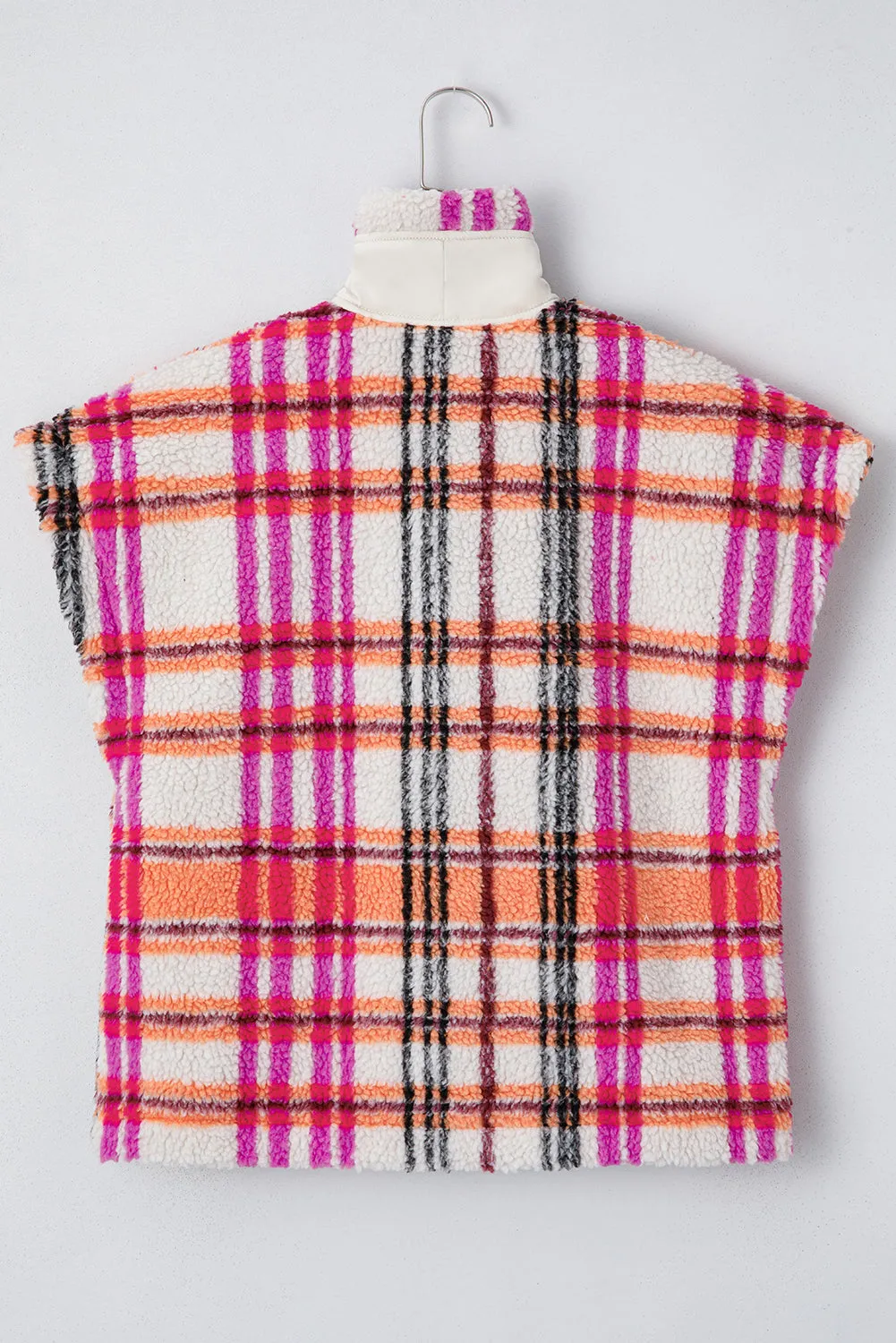 Rose Sherpa Plaid Jacket Vest sold by eAura product image thumbnail 2