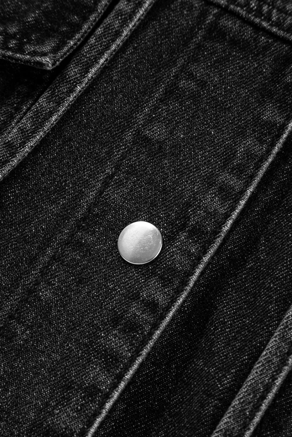 Black Big Chest Pocket Drop Shoulder Hooded Denim Jacket sold by eAura product image thumbnail 4