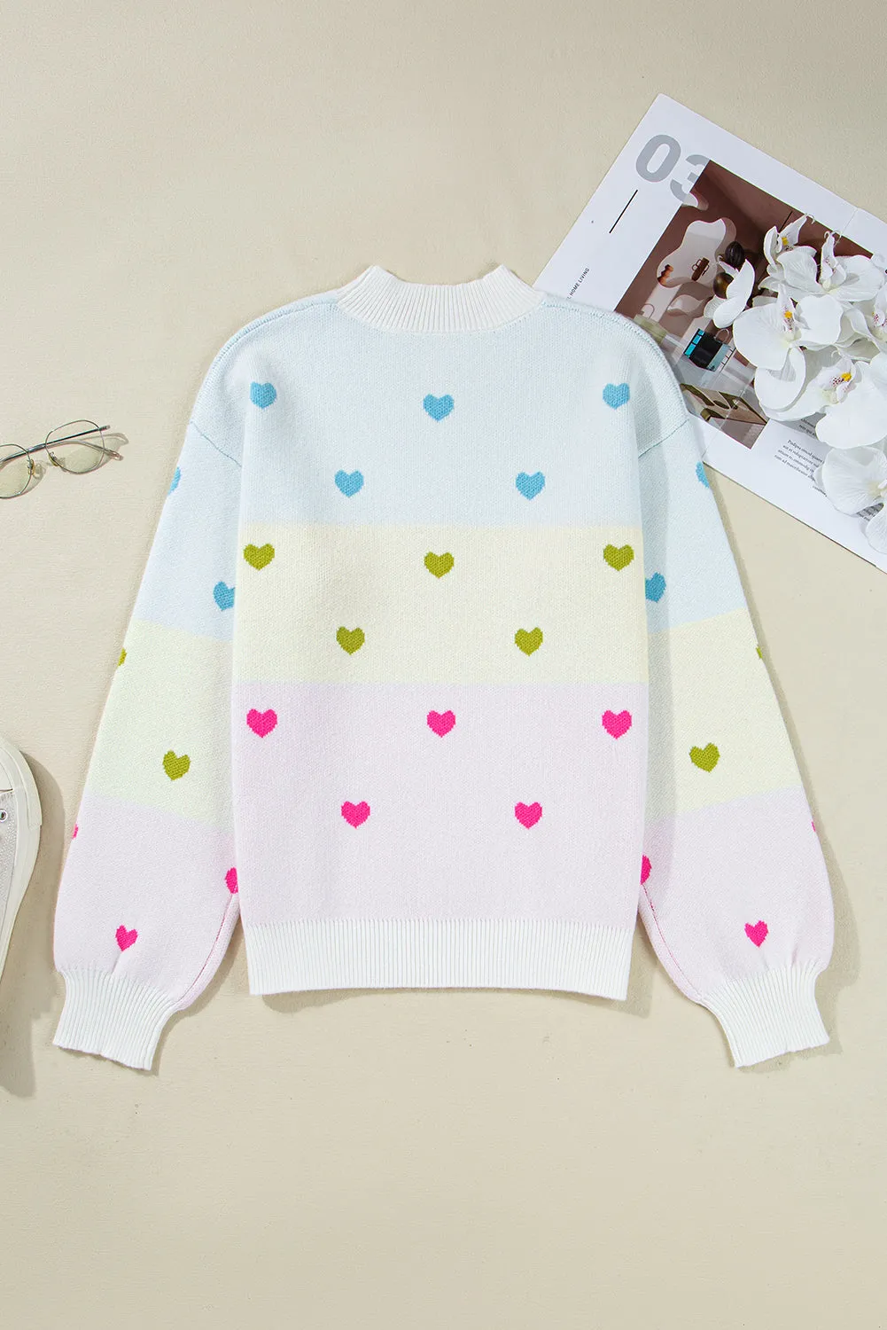 Heart Pattern Knit High Neck Baggy Sweater sold by eAura product image thumbnail 2
