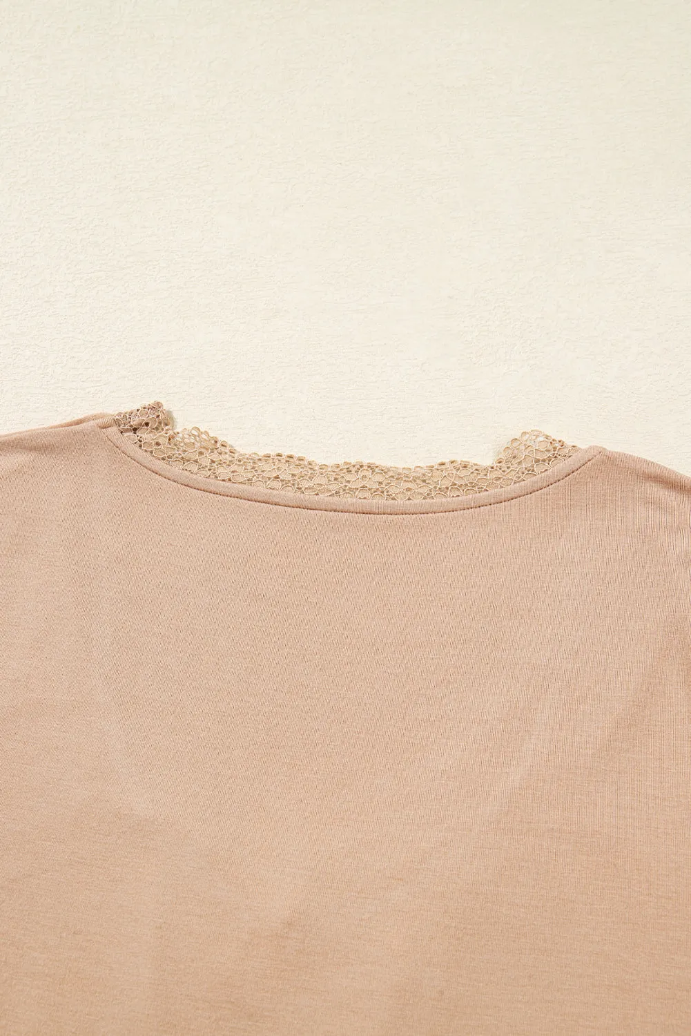 Lace-trimmed Sweetheart Neckline Ruched Detail Long Sleeve T-shirt sold by eAura product image thumbnail 4