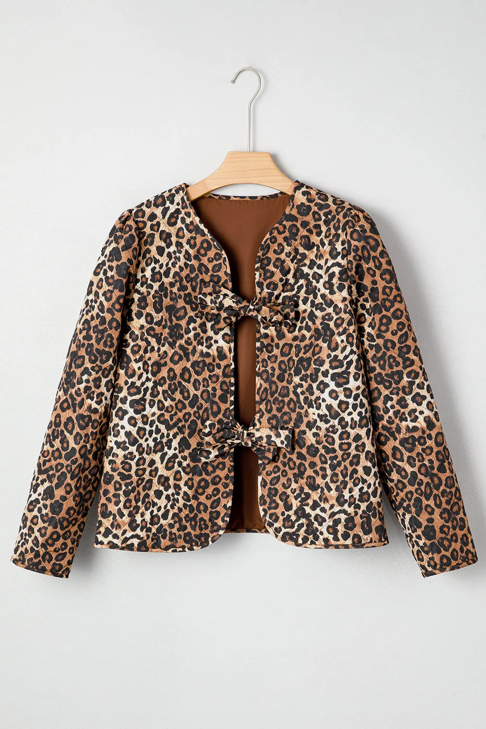 Leopard Quilted Tie Front Jacket sold by eAura