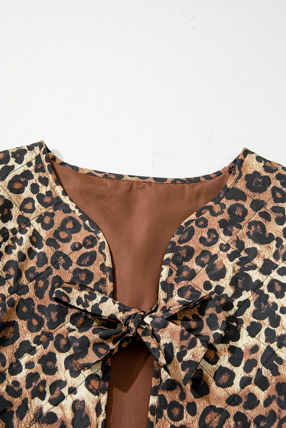 Leopard Quilted Tie Front Jacket sold by eAura product image thumbnail 3