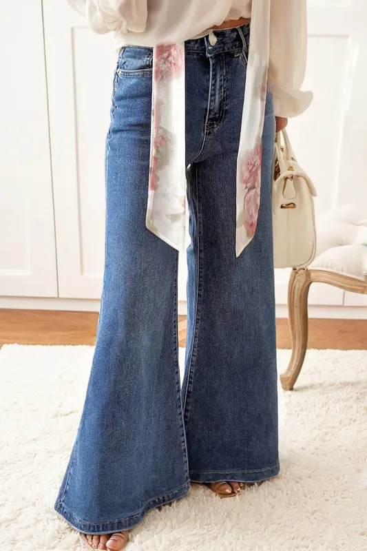 High Waist Button Zip Fly Bell Bottom Jeans sold by eAura