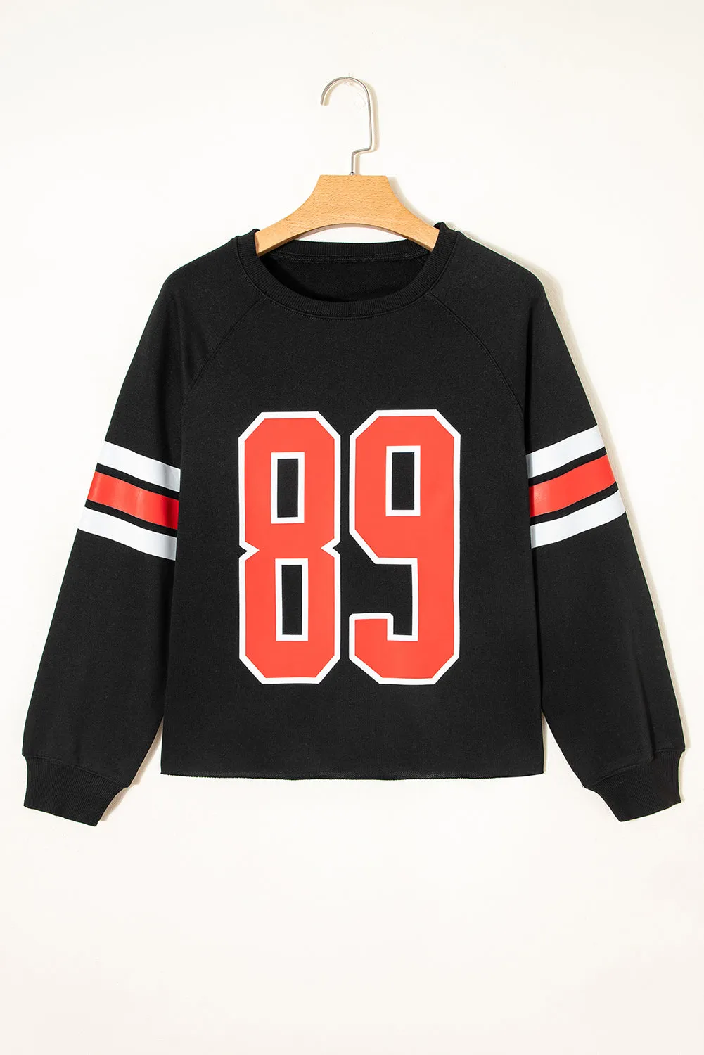 Black Varsity Spirit Striped 89 Graphic Casual Sweatshirt sold by eAura product image thumbnail 5