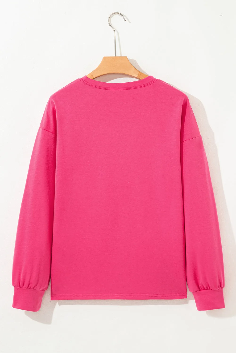 Strawberry Pink Floral Hemline Patchwork Round Neck Casual Top sold by eAura product image thumbnail 5