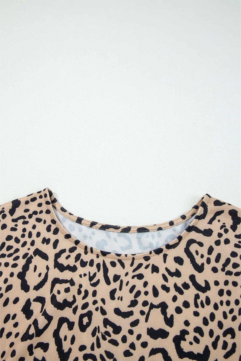 Khaki Leopard Print Long Batwing Sleeve Loose Top sold by eAura product image thumbnail 5