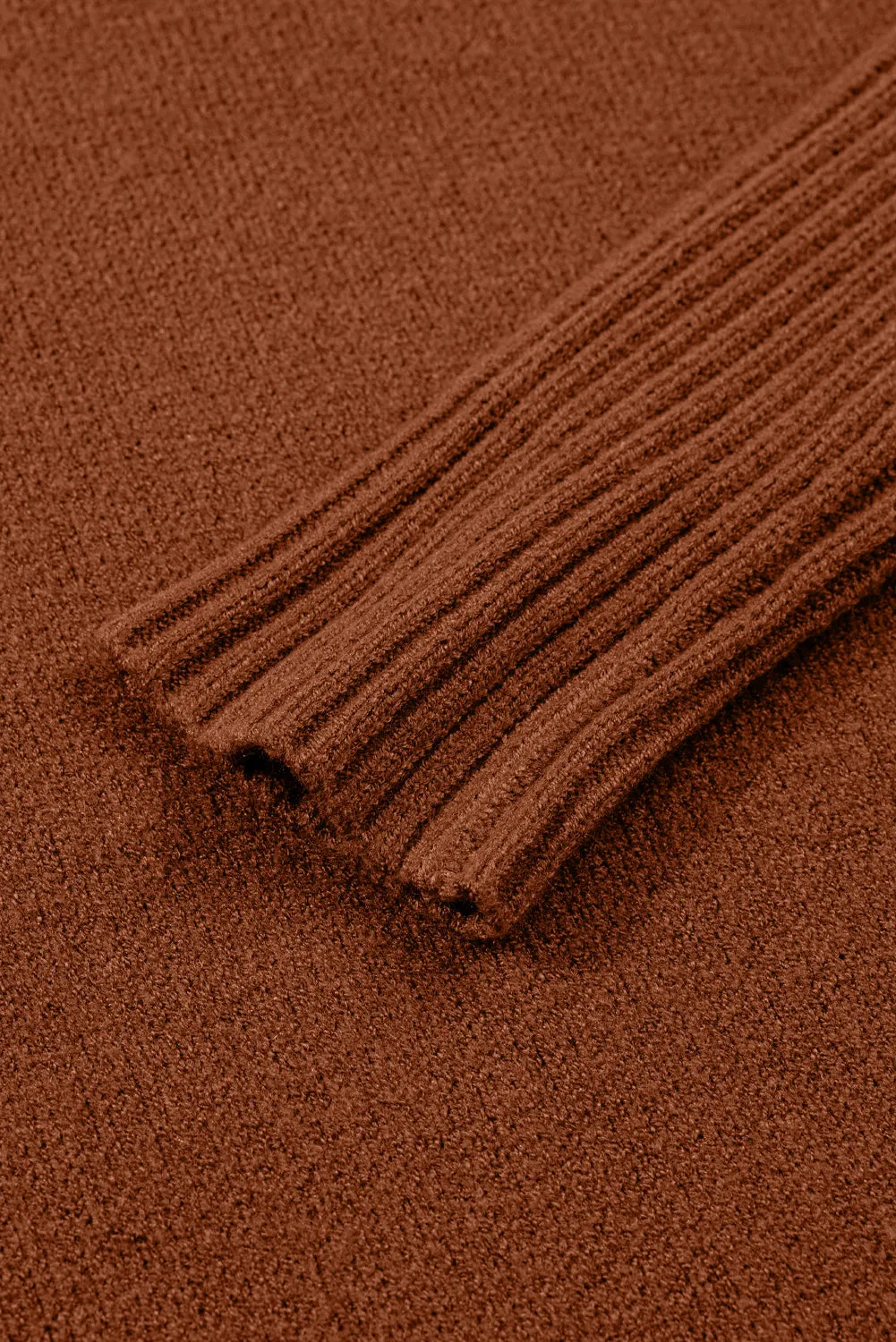 Ribbed High Neck Front Pockets Center Seam Shift Sweater Dress sold by eAura product image thumbnail 5