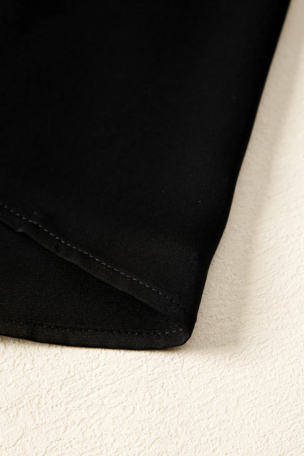 Frilled Neck Ribbed Knit Patchwork Long Sleeve Mini Dress sold by eAura product image thumbnail 5