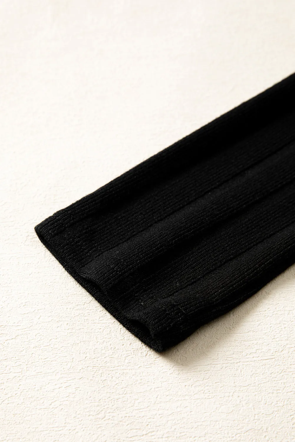 Frilled Neck Ribbed Knit Patchwork Long Sleeve Mini Dress sold by eAura product image thumbnail 4