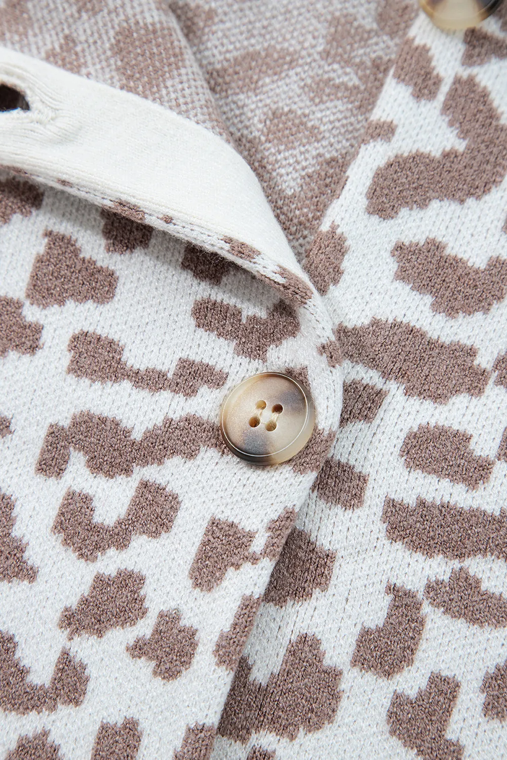 Leopard Print Drop Shoulder Chunky Knit Cardigan sold by eAura product image thumbnail 4