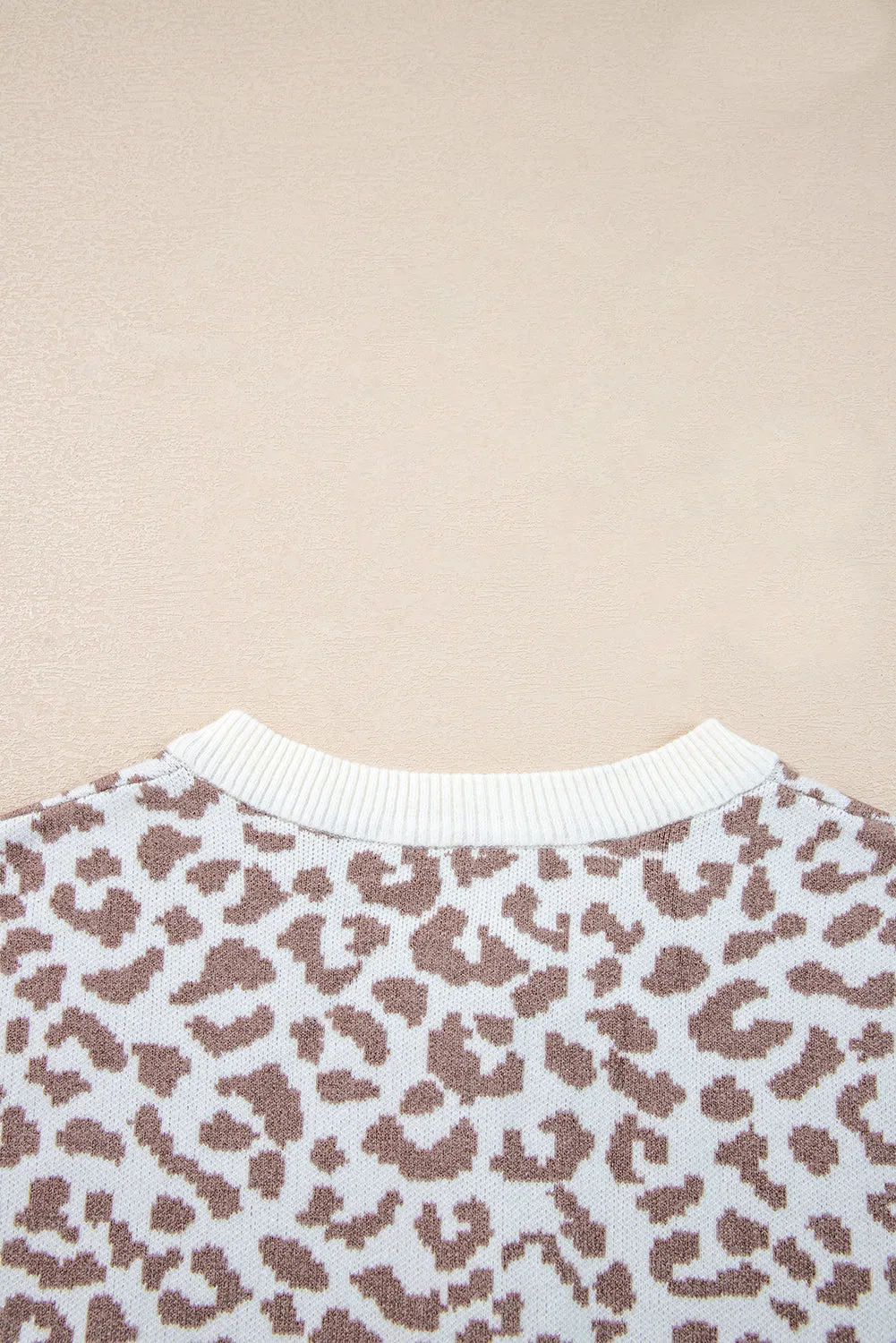Leopard Print Drop Shoulder Chunky Knit Cardigan sold by eAura product image thumbnail 3
