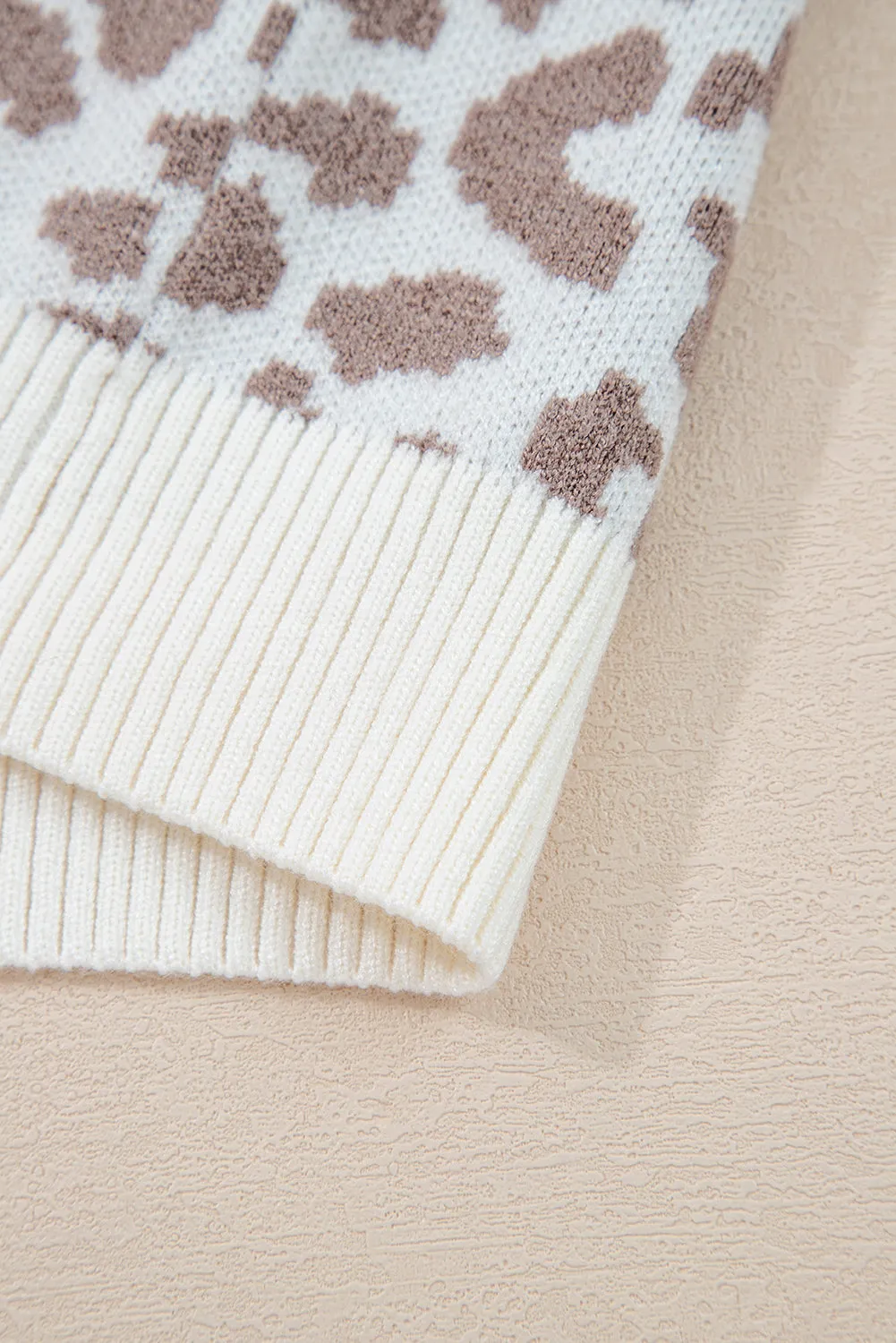 Leopard Print Drop Shoulder Chunky Knit Cardigan sold by eAura product image thumbnail 5