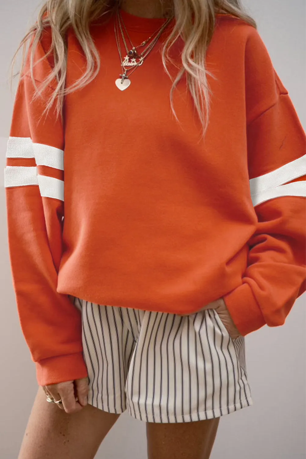 Striped Detail Drop Shoulder Oversized Sweatshirt sold by eAura product image thumbnail 3