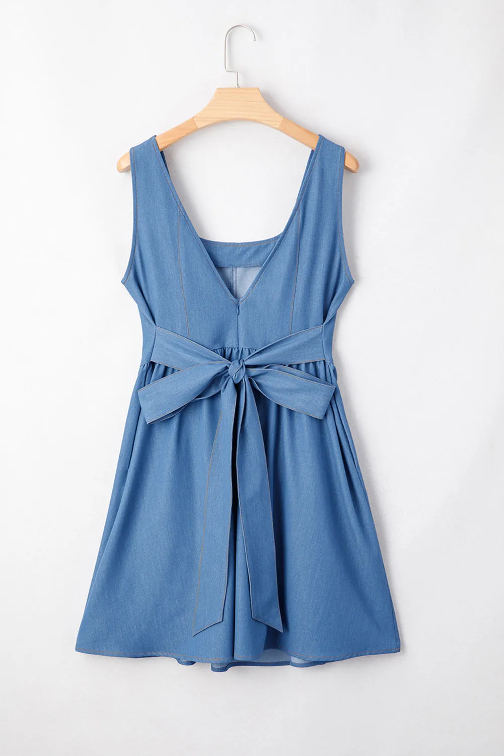 Myosotis Square Neck V-Cut Backless Tied Fit and Flare Dress sold by eAura product image thumbnail 2
