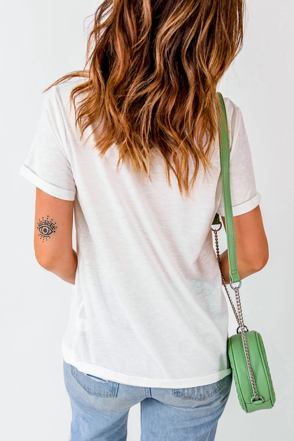 White YEE HAW State of mind Cowgirl Graphic Western Fashion Tee sold by eAura product image thumbnail 5