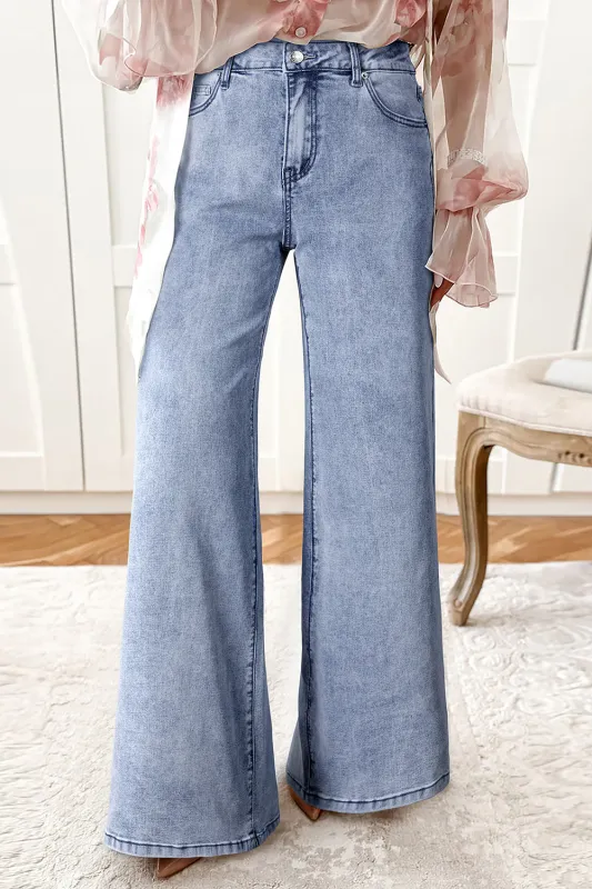 High Waist Button Zip Fly Bell Bottom Jeans sold by eAura