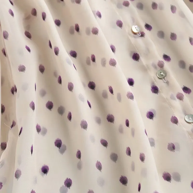 Chiffon Polka Dot Print Blouse Turn-Down Collar sold by eAura product image thumbnail 5