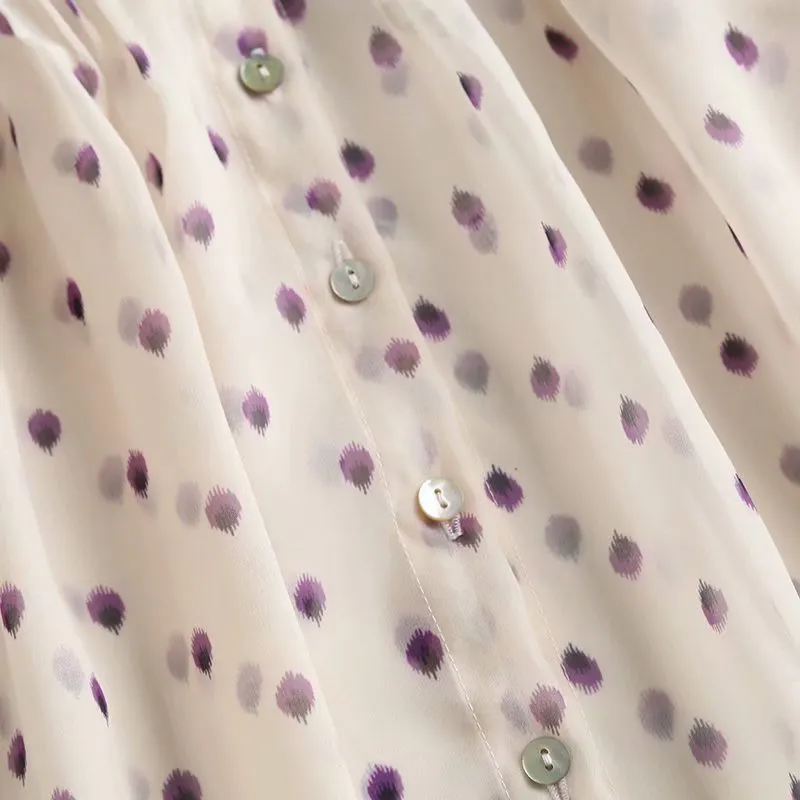 Chiffon Polka Dot Print Blouse Turn-Down Collar sold by eAura product image thumbnail 4