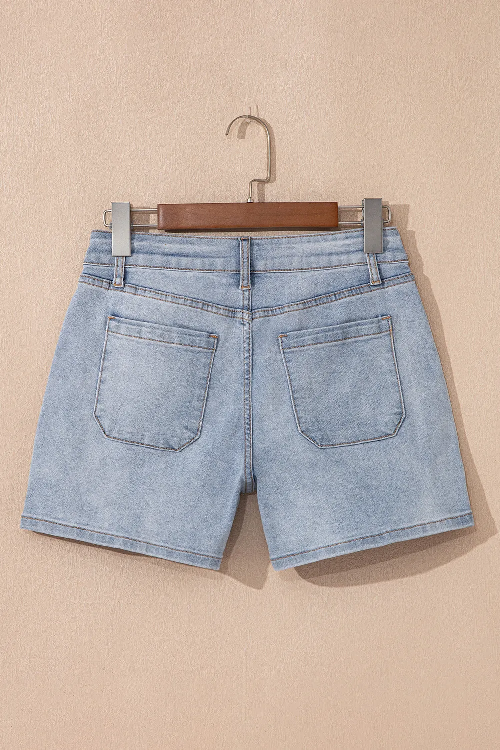 Beau Blue Light Wash High Rise Denim Shorts sold by eAura product image thumbnail 4