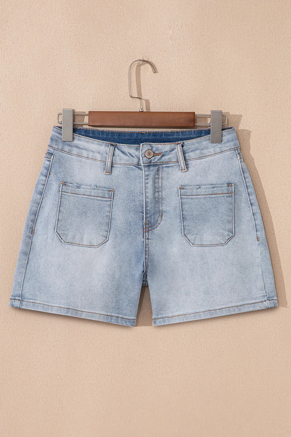 Beau Blue Light Wash High Rise Denim Shorts sold by eAura product image thumbnail 3