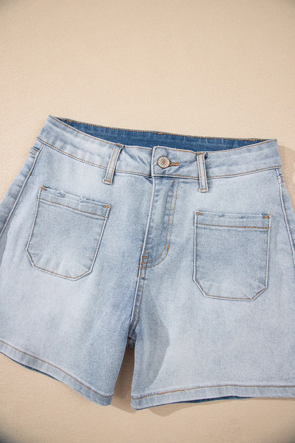 Beau Blue Light Wash High Rise Denim Shorts sold by eAura product image thumbnail 5