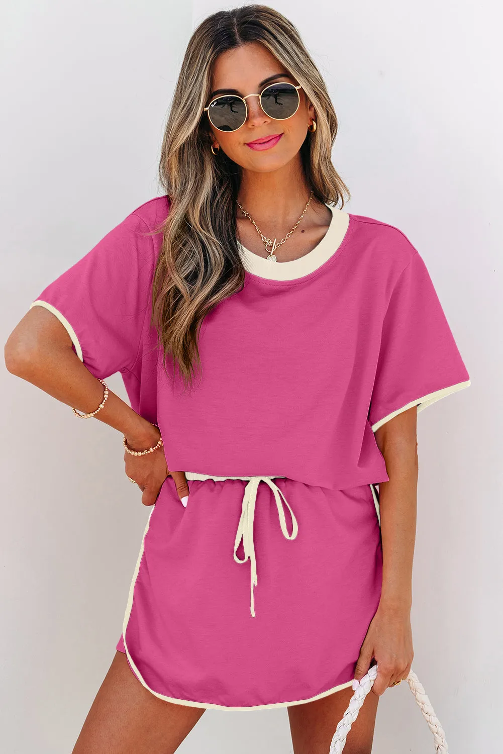 Colourblock Edge Drop Shoulder T Shirt and Skort Co-ord Set sold by eAura